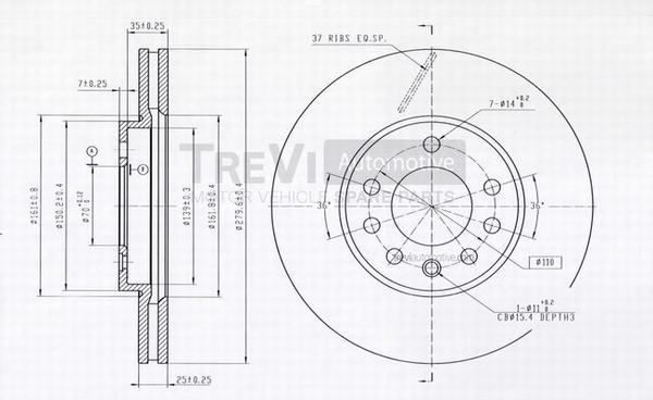 Тормозной диск TREVI AUTOMOTIVE BD1123
